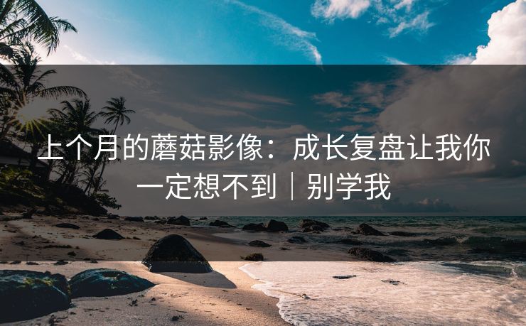 上个月的蘑菇影像：成长复盘让我你一定想不到｜别学我